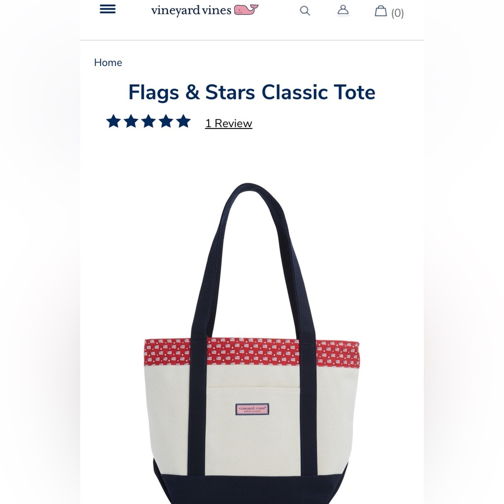 Vineyard vines flag and stars tote